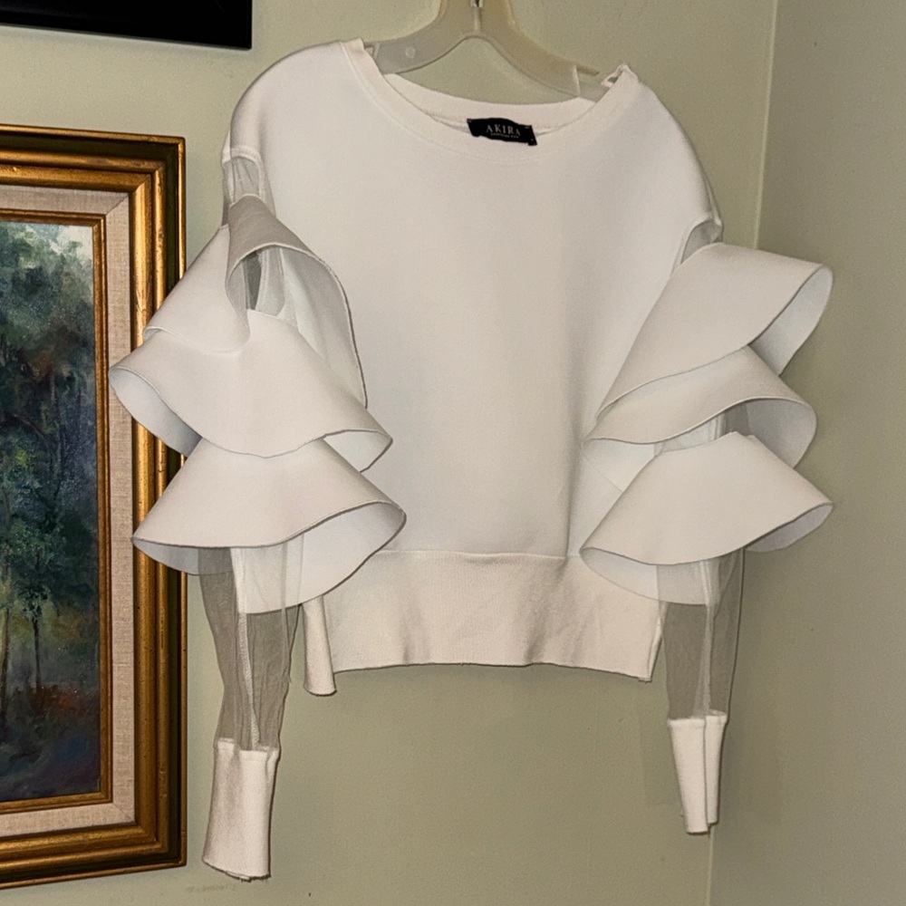 Akira 2018 Scuba Top Ruffle Shirt - Picture 1 of 7